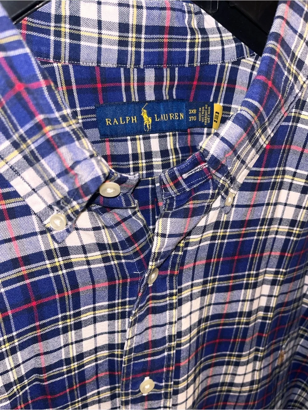 Polo Ralph Lauren Men’s Plaid XXXL 3XBig Classic Fit B/F Shirt Mint